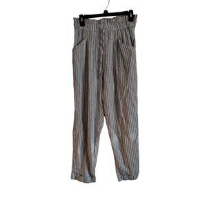 American Eagle blue and white Linen cotton blend high waist pinstripe pants